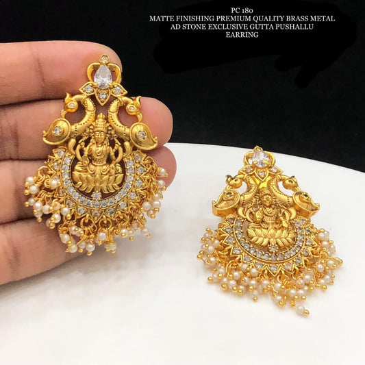 Matt Finishing AD Stone Designer Gutta Pushalu Earrings
